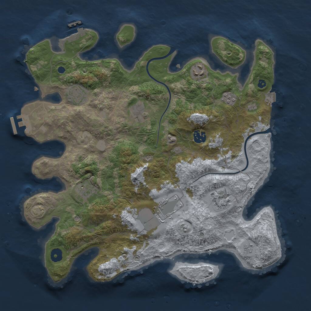Rust Map: Procedural Map, Size: 3600, Seed: 1754625484, 14 Monuments