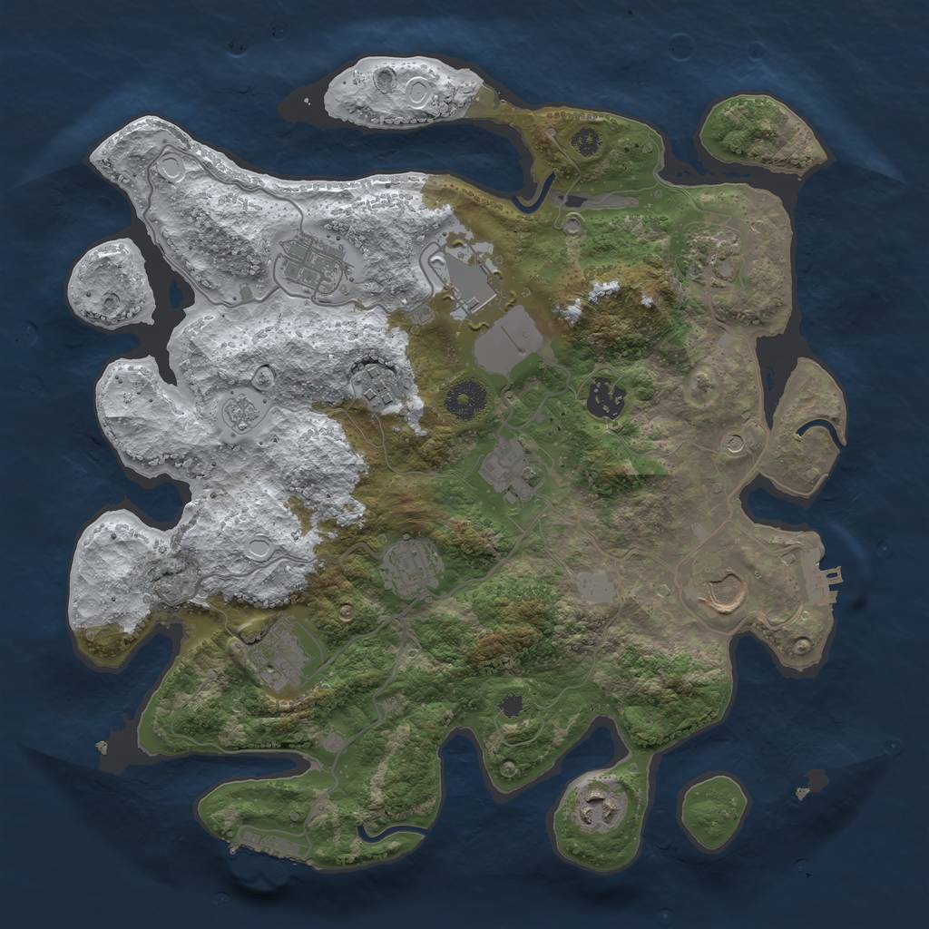 Rust Map: Procedural Map, Size: 3500, Seed: 1459425, 19 Monuments