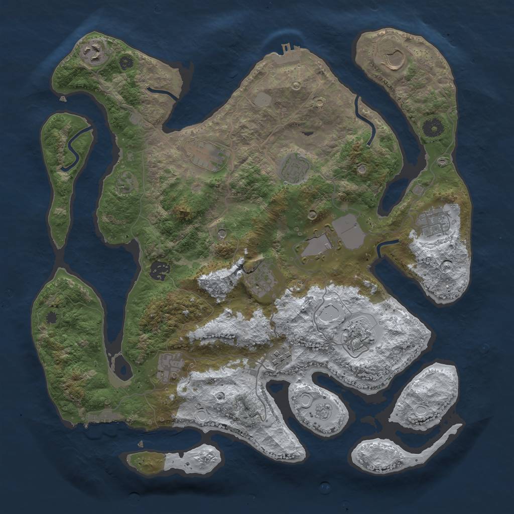 Rust Map: Procedural Map, Size: 3850, Seed: 10753065, 20 Monuments