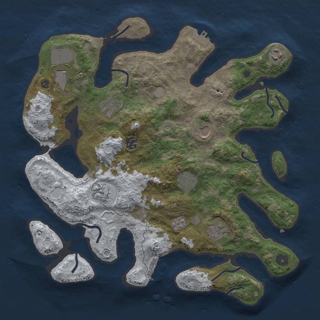 Rust Map: Procedural Map, Size: 3800, Seed: 76438, 18 Monuments