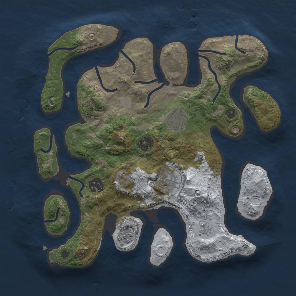 Rust Map: Procedural Map, Size: 3000, Seed: 1512761587, 10 Monuments