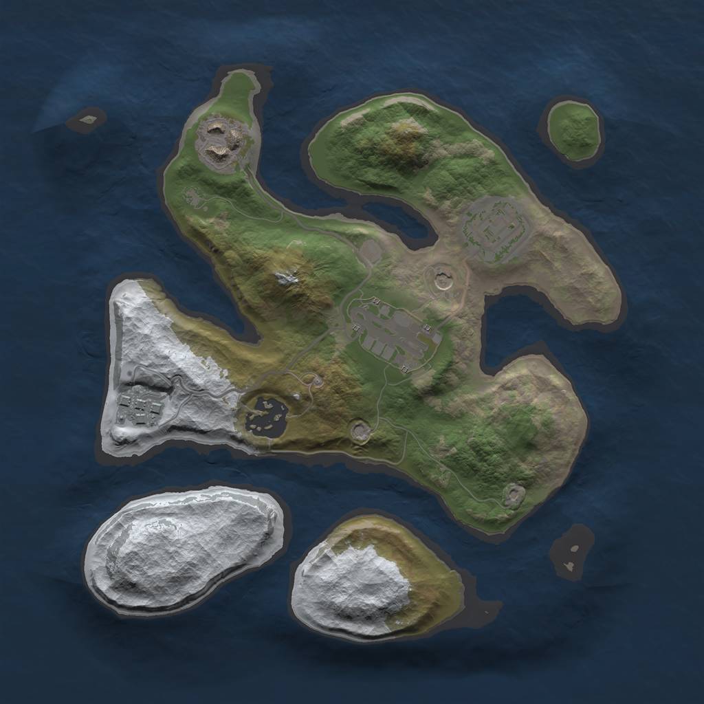 Rust Map: Barren, Size: 2500, Seed: 41528484, 8 Monuments