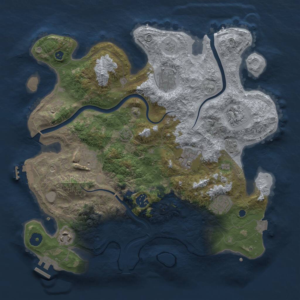 Rust Map: Procedural Map, Size: 3500, Seed: 1258738, 14 Monuments