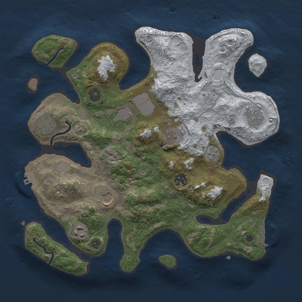 Rust Map: Procedural Map, Size: 3500, Seed: 1258738, 17 Monuments