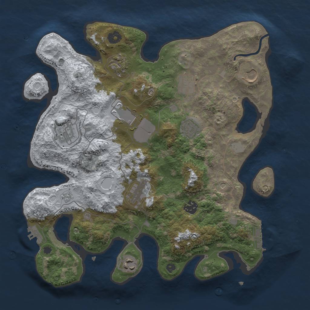 Rust Map: Procedural Map, Size: 3500, Seed: 5286143, 18 Monuments