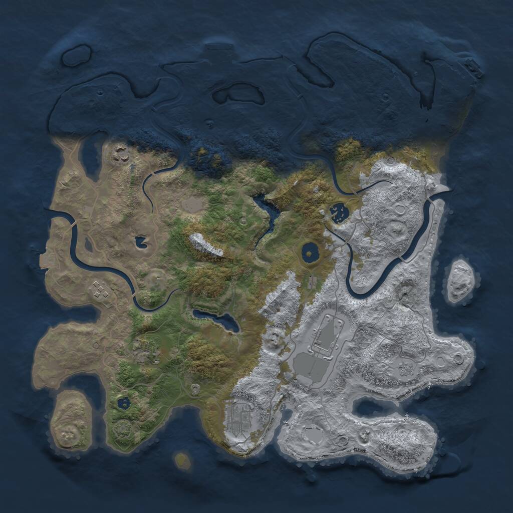 Rust Map: Procedural Map, Size: 4000, Seed: 932691924, 12 Monuments