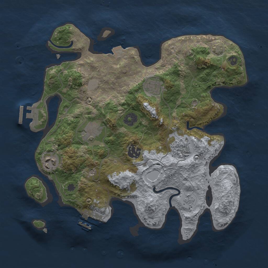 Rust Map: Procedural Map, Size: 3000, Seed: 1934693438, 11 Monuments