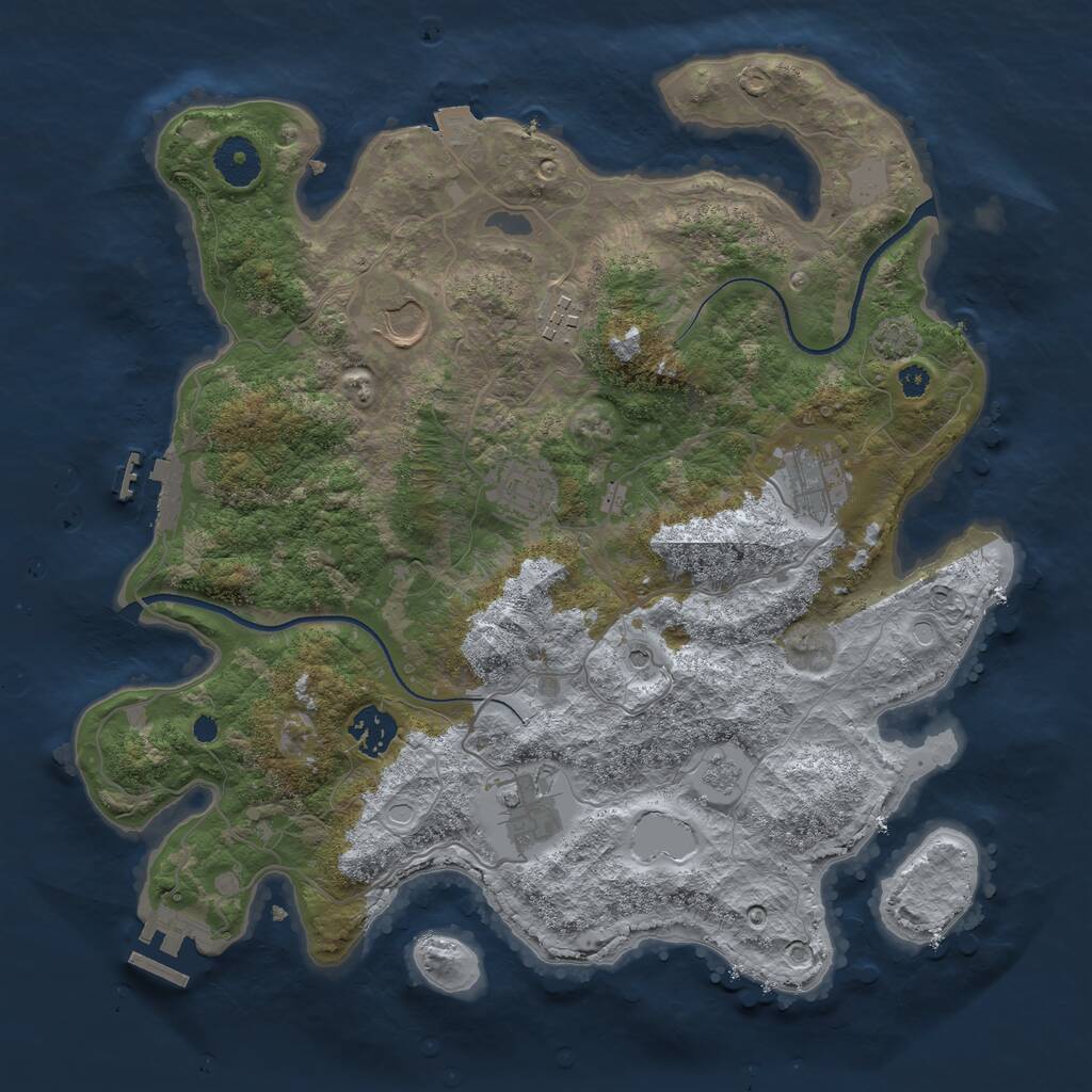 Rust Map: Procedural Map, Size: 3500, Seed: 868616386, 12 Monuments