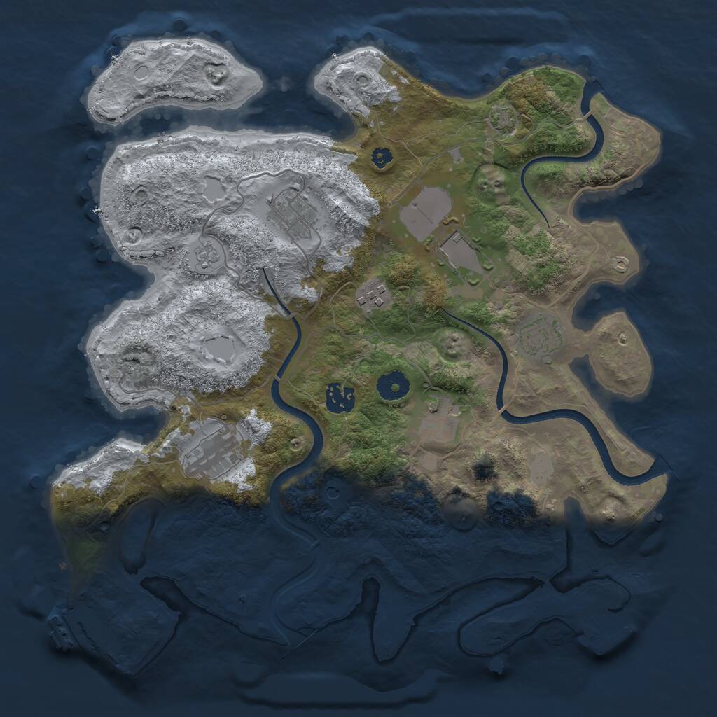 Rust Map: Procedural Map, Size: 3500, Seed: 1613607822, 13 Monuments