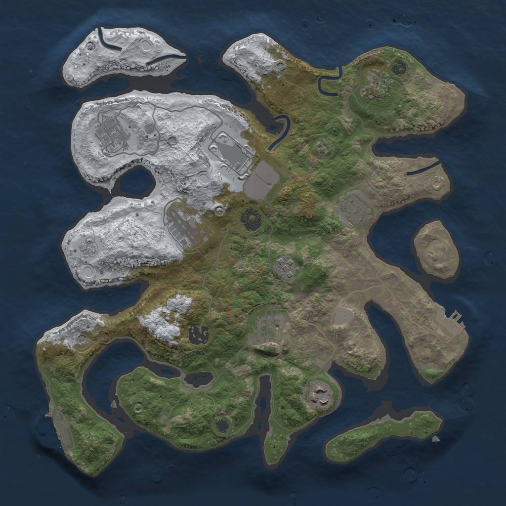 Rust Map: Procedural Map, Size: 3500, Seed: 1613607822, 18 Monuments