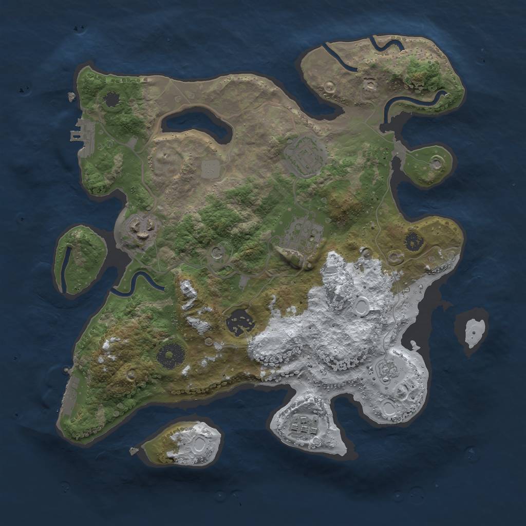 Rust Map: Procedural Map, Size: 3000, Seed: 2060728056, 14 Monuments