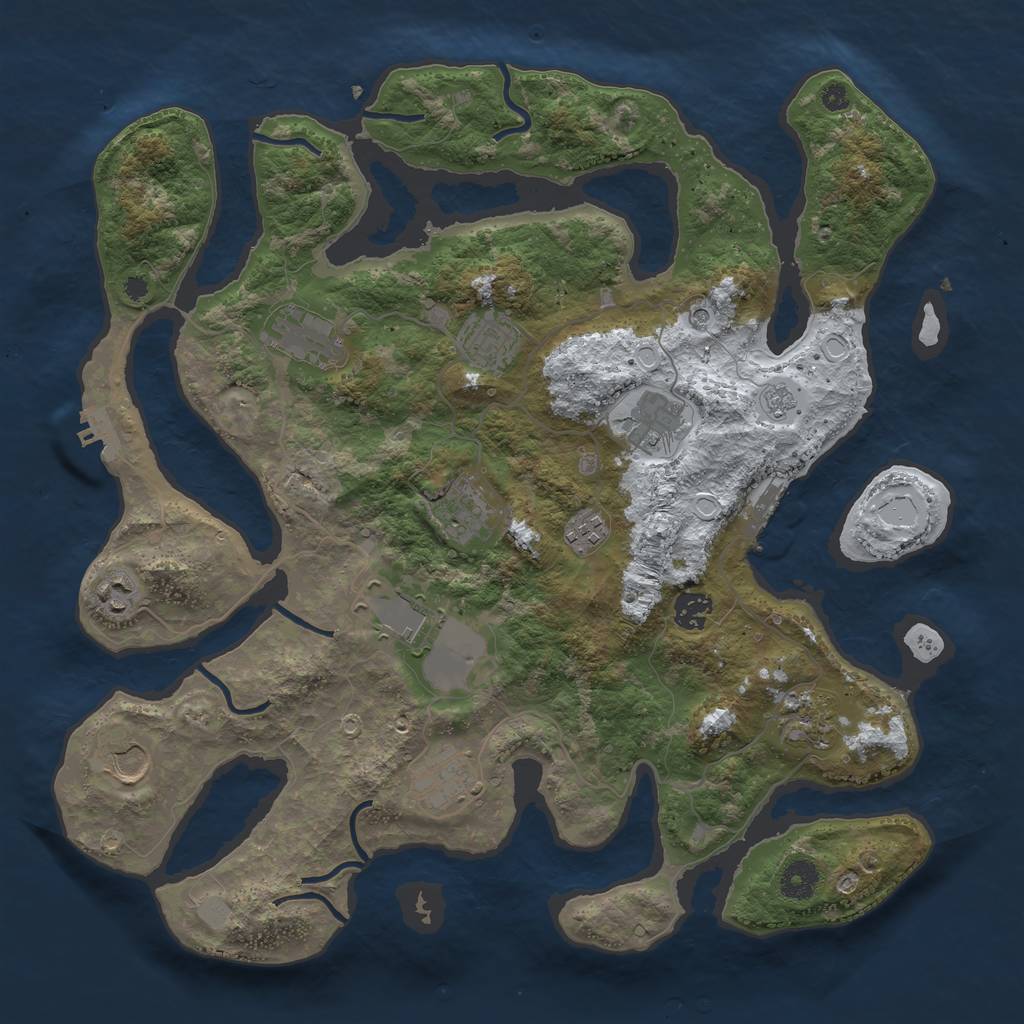 Rust Map: Procedural Map, Size: 3950, Seed: 659081439, 20 Monuments