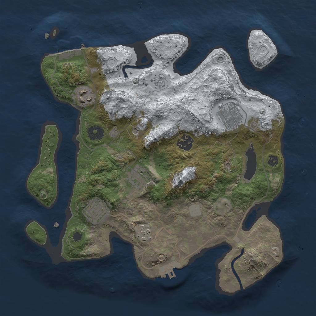 Rust Map: Procedural Map, Size: 3000, Seed: 41854, 15 Monuments