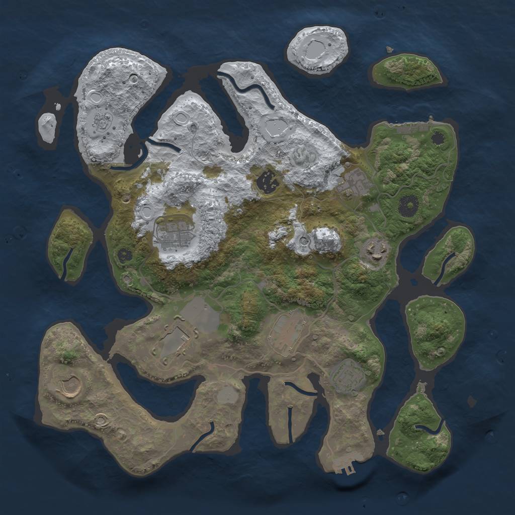 Rust Map: Procedural Map, Size: 3550, Seed: 511688, 17 Monuments