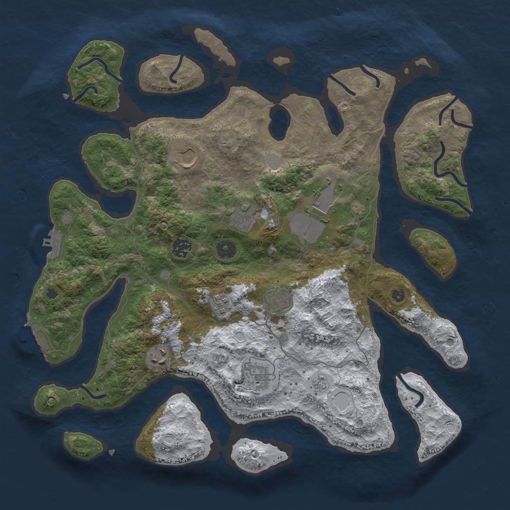 Rust Map: Procedural Map, Size: 4000, Seed: 18595, 16 Monuments