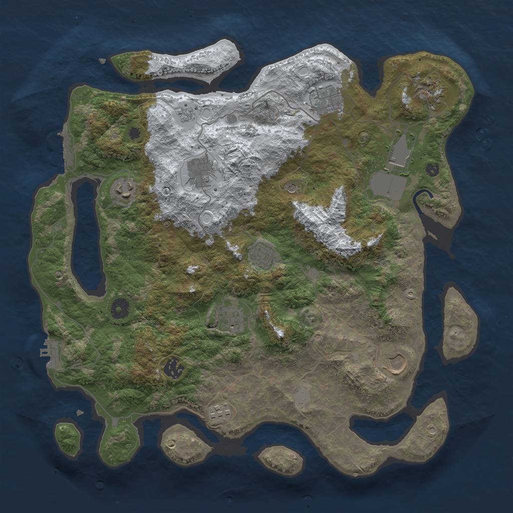 Rust Map: Procedural Map, Size: 3850, Seed: 509744806, 19 Monuments