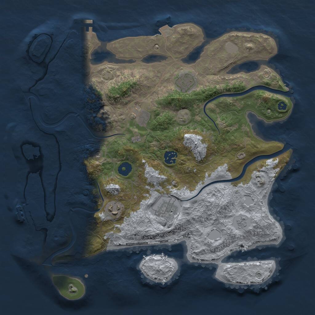 Rust Map: Procedural Map, Size: 3500, Seed: 1168704630, 11 Monuments