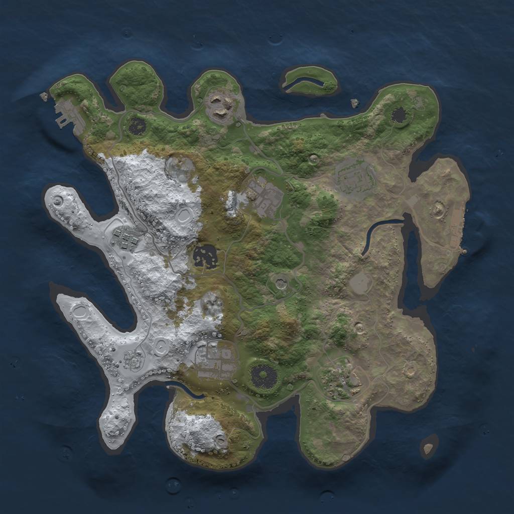 Rust Map: Procedural Map, Size: 3000, Seed: 420691237, 16 Monuments