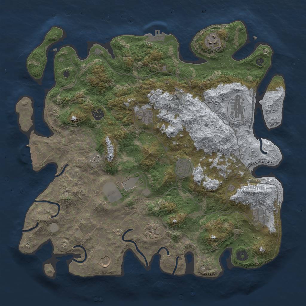 Rust Map: Procedural Map, Size: 4000, Seed: 110222, 19 Monuments