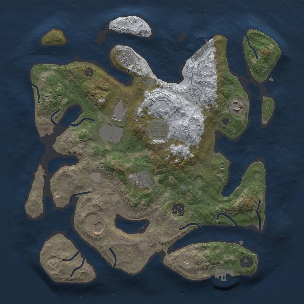 Rust Map: Procedural Map, Size: 3500, Seed: 2685010, 16 Monuments