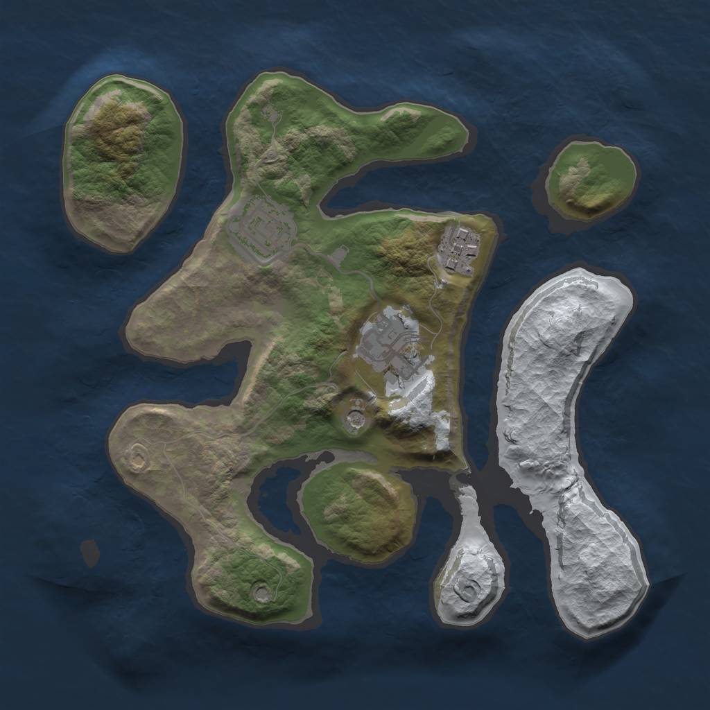 Rust Map: Barren, Size: 2500, Seed: 127647, 6 Monuments