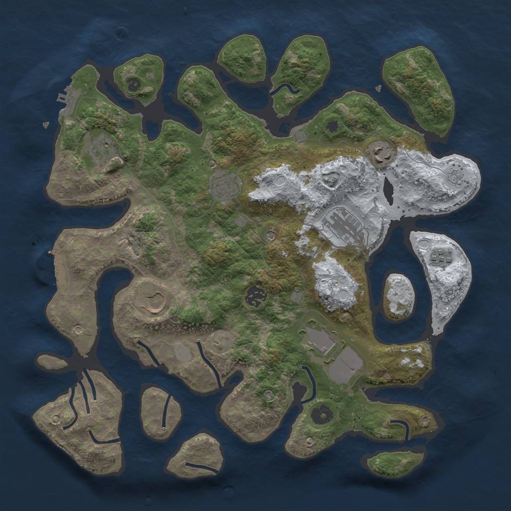 Rust Map: Procedural Map, Size: 3750, Seed: 5528059, 17 Monuments