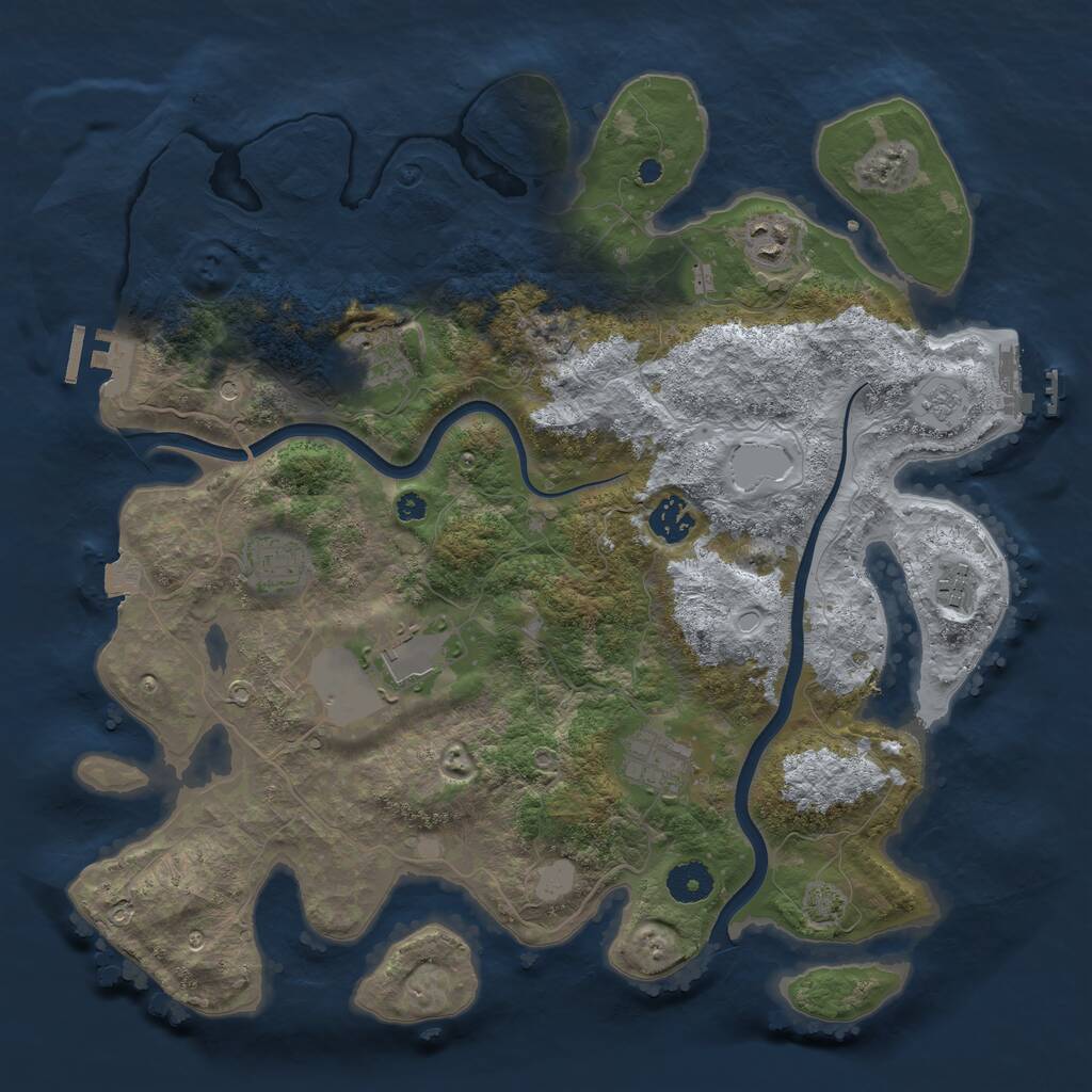 Rust Map: Procedural Map, Size: 3750, Seed: 5528059, 13 Monuments