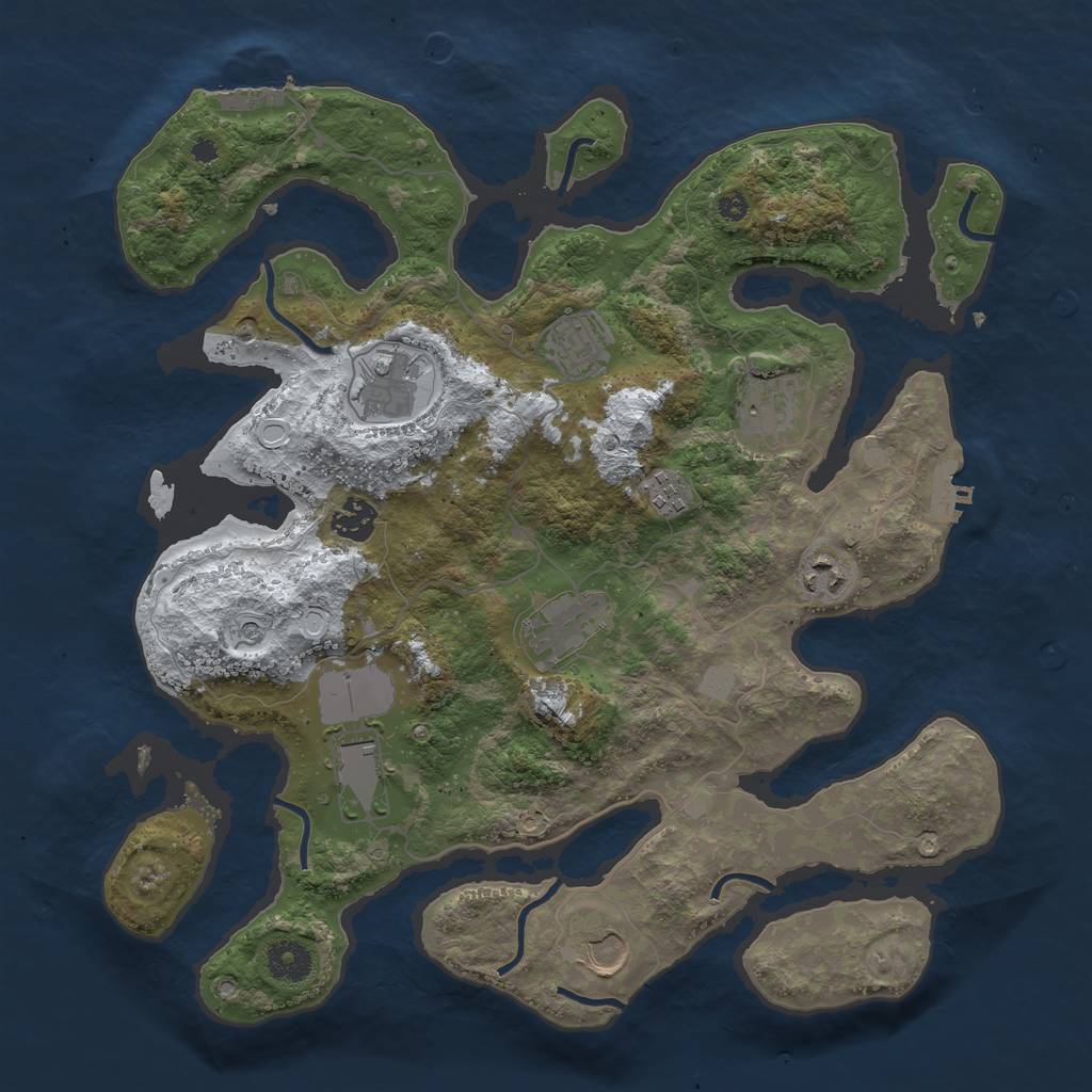 Rust Map: Procedural Map, Size: 3750, Seed: 1244753418, 17 Monuments