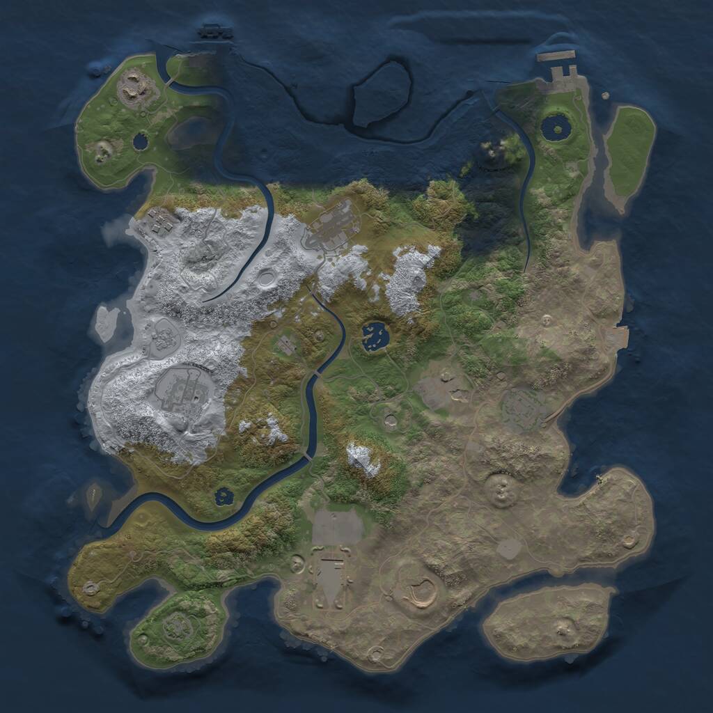 Rust Map: Procedural Map, Size: 3750, Seed: 1244753418, 15 Monuments