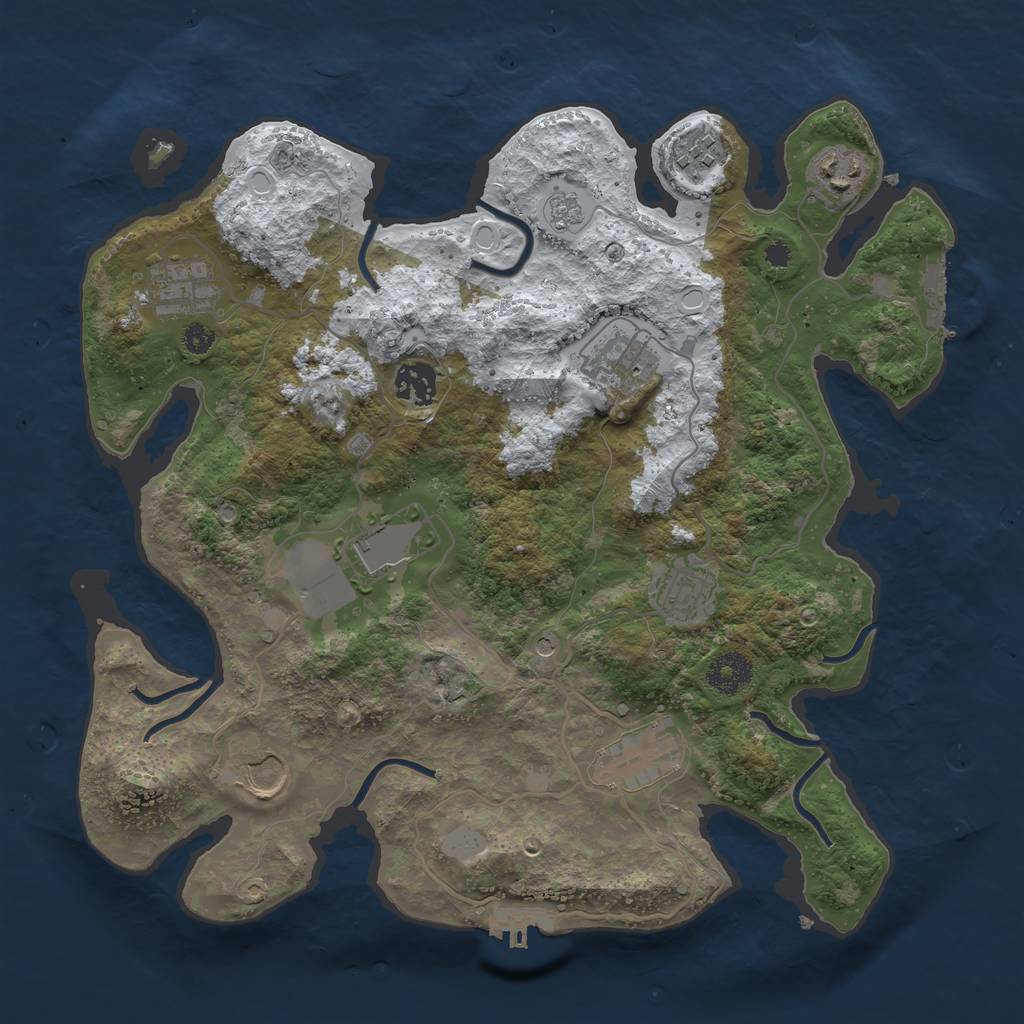 Rust Map: Procedural Map, Size: 3500, Seed: 1609106635, 18 Monuments