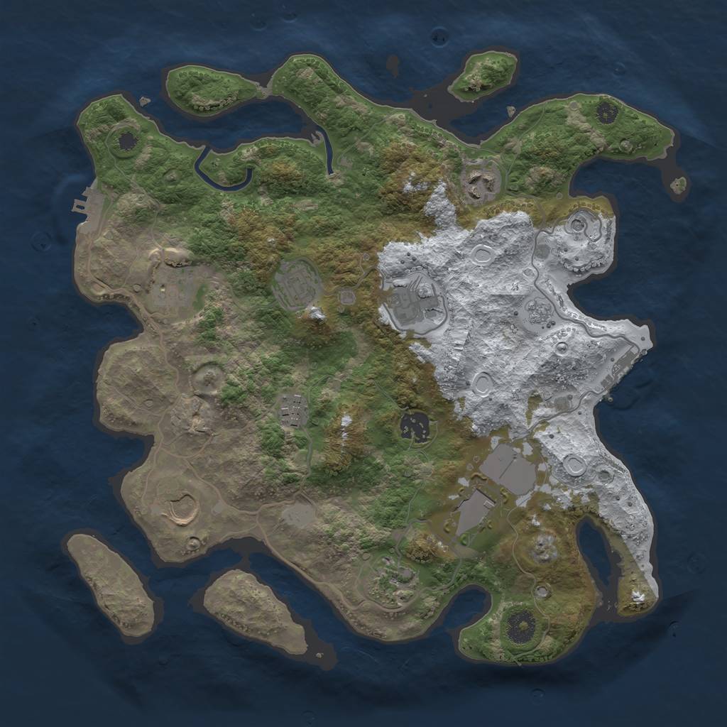 Rust Map: Procedural Map, Size: 3500, Seed: 1880222444, 18 Monuments