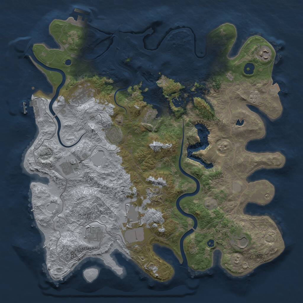 Rust Map: Procedural Map, Size: 4000, Seed: 436626648, 17 Monuments