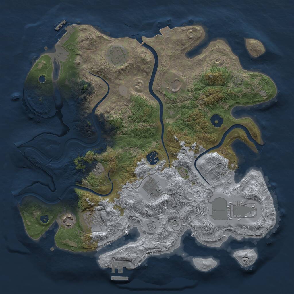 Rust Map: Procedural Map, Size: 3500, Seed: 5541334, 14 Monuments