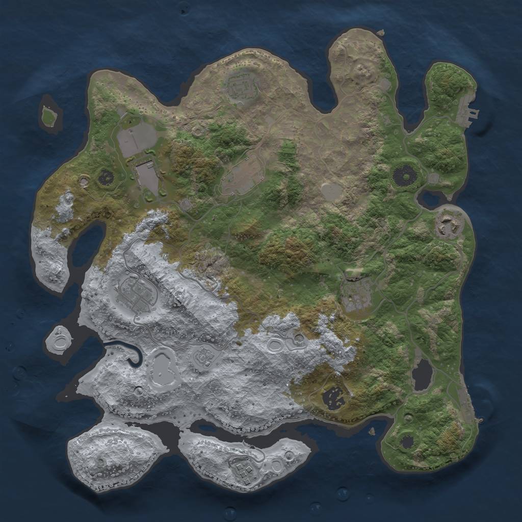 Rust Map: Procedural Map, Size: 3500, Seed: 3331620, 17 Monuments