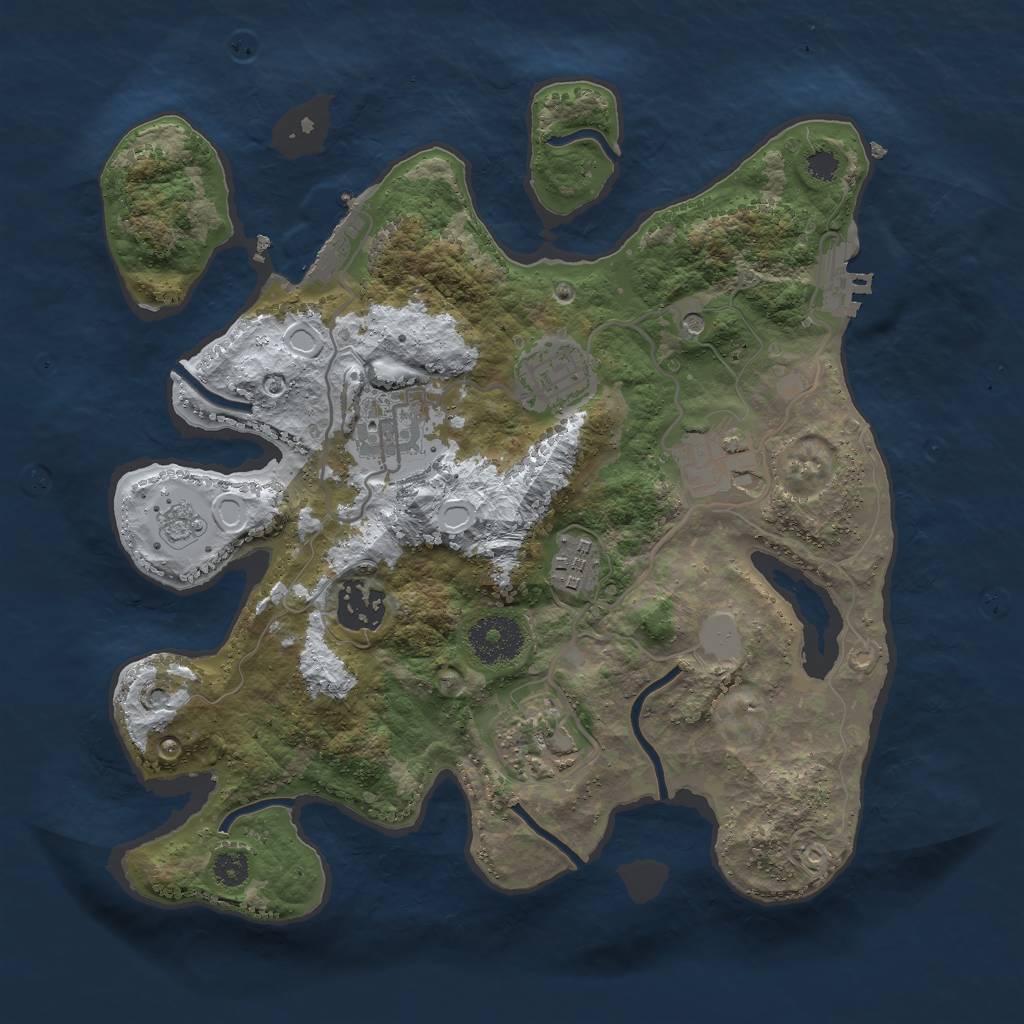Rust Map: Procedural Map, Size: 3000, Seed: 28277, 15 Monuments