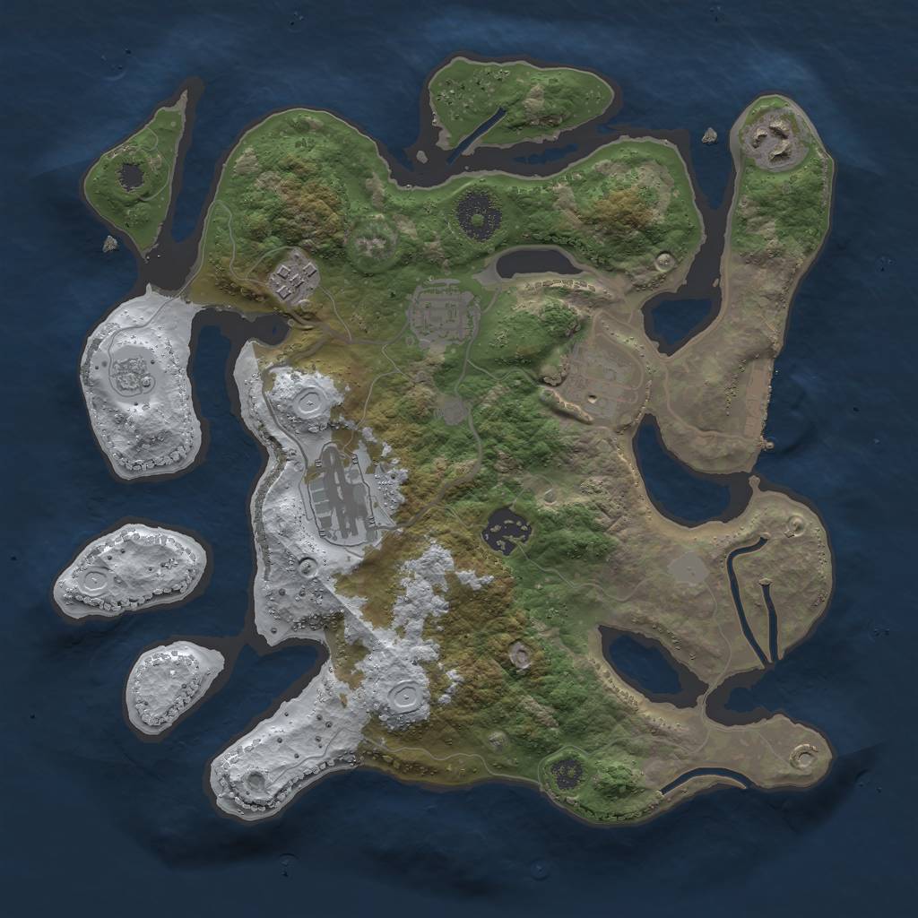 Rust Map: Procedural Map, Size: 3000, Seed: 232549, 13 Monuments