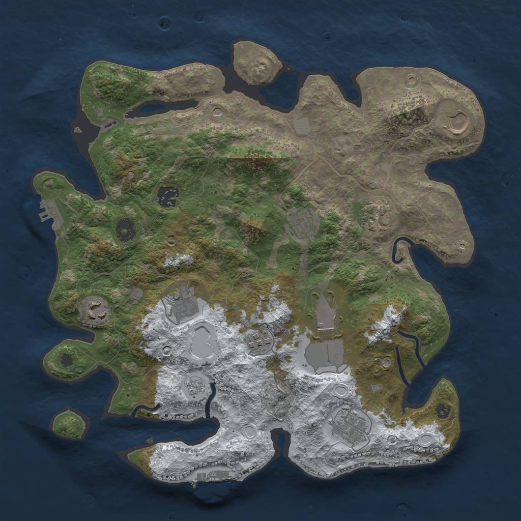 Rust Map: Procedural Map, Size: 3550, Seed: 351292, 18 Monuments