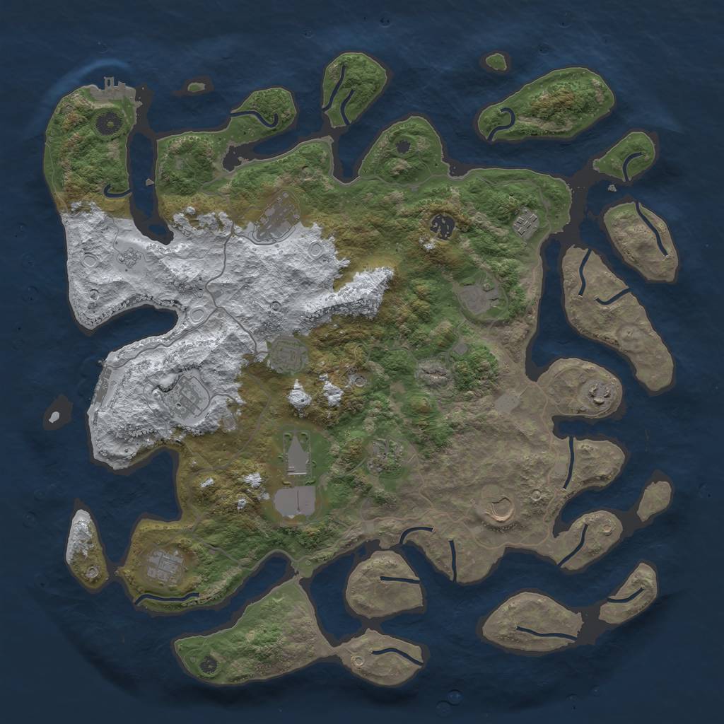 Rust Map: Procedural Map, Size: 4500, Seed: 613002, 20 Monuments