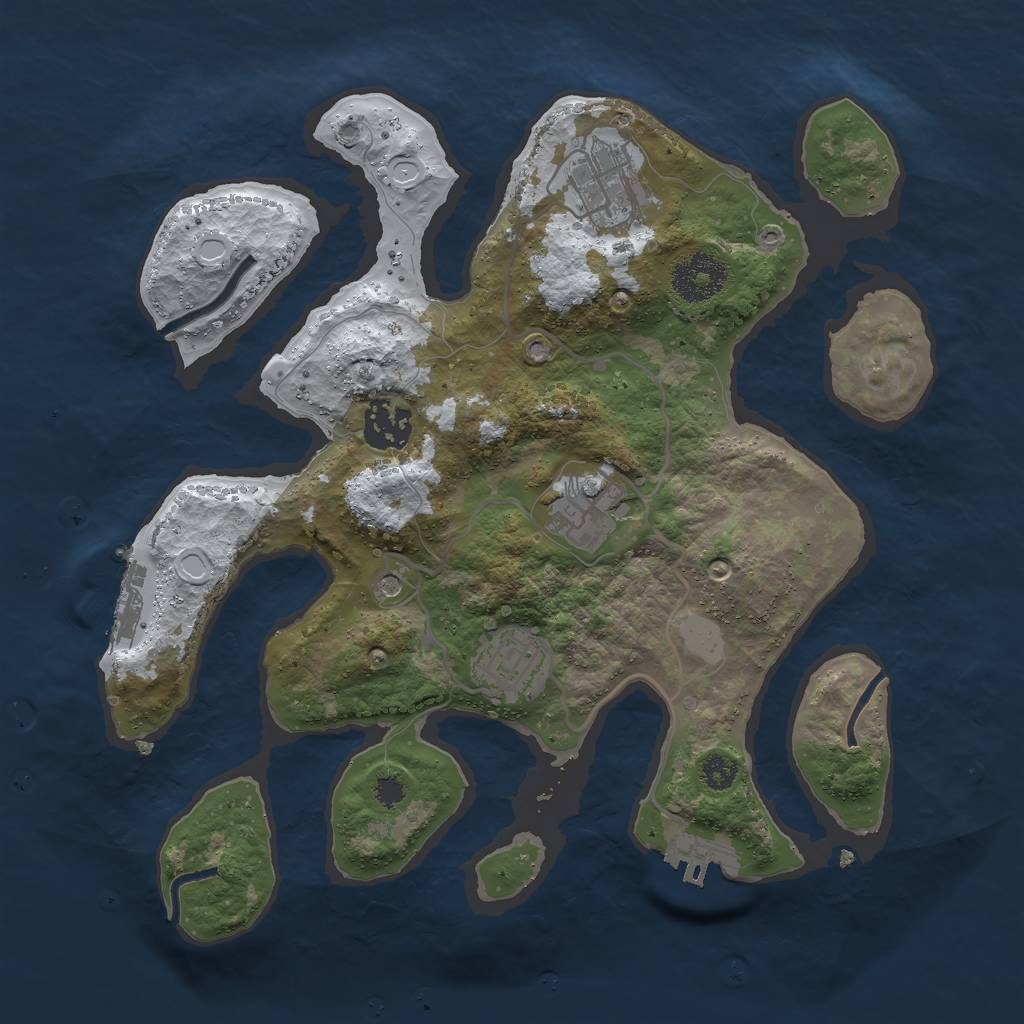 Rust Map: Procedural Map, Size: 3000, Seed: 742243, 12 Monuments