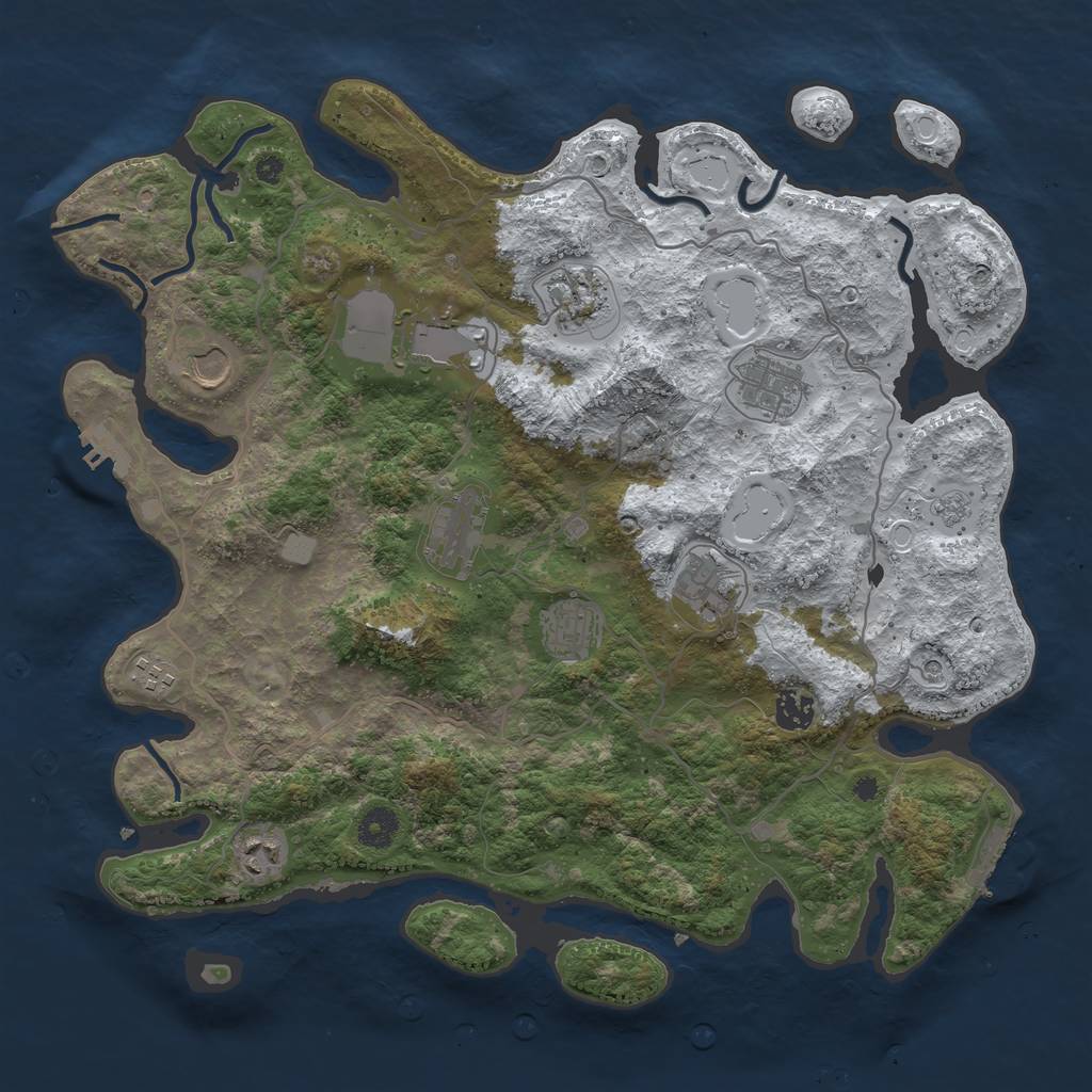 Rust Map: Procedural Map, Size: 4000, Seed: 133769, 19 Monuments