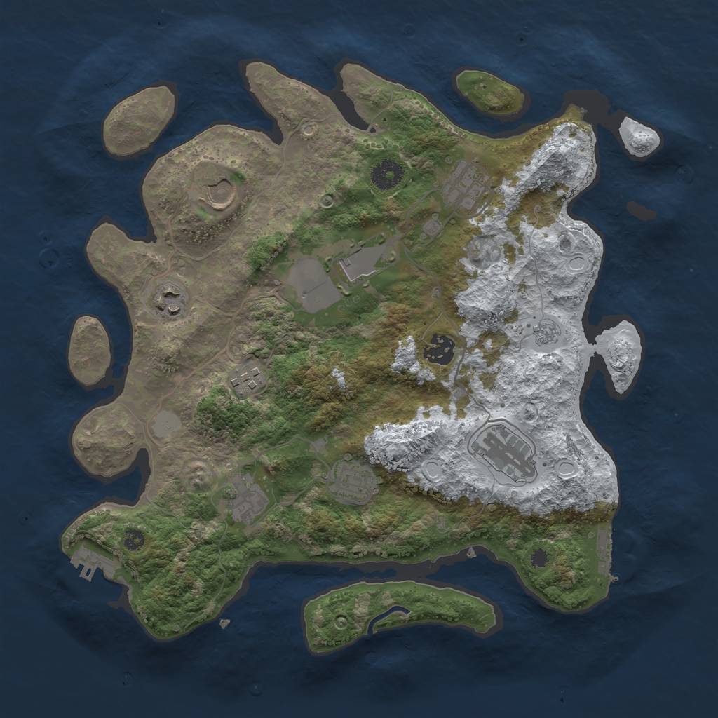 Rust Map: Procedural Map, Size: 3500, Seed: 561561, 17 Monuments