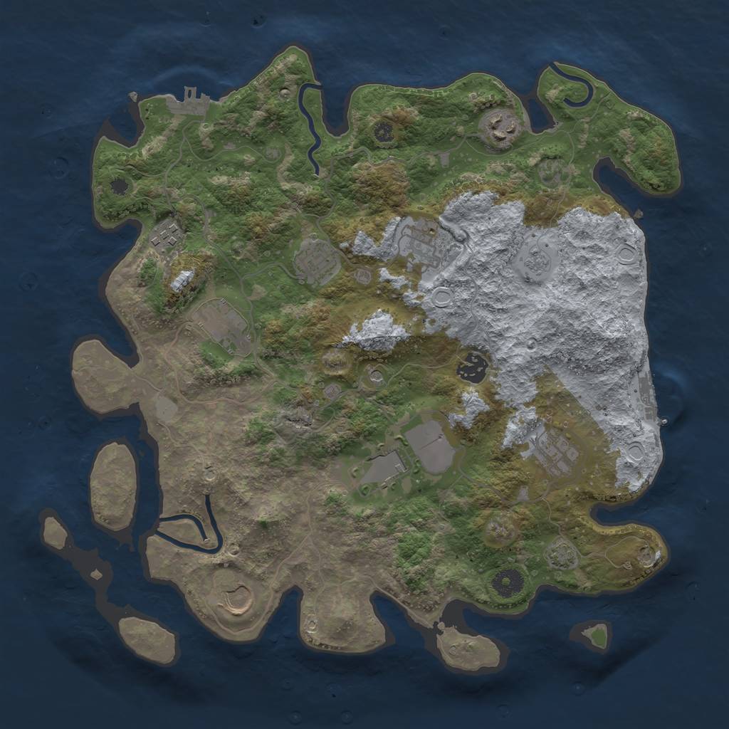 Rust Map: Procedural Map, Size: 3700, Seed: 8103717, 17 Monuments