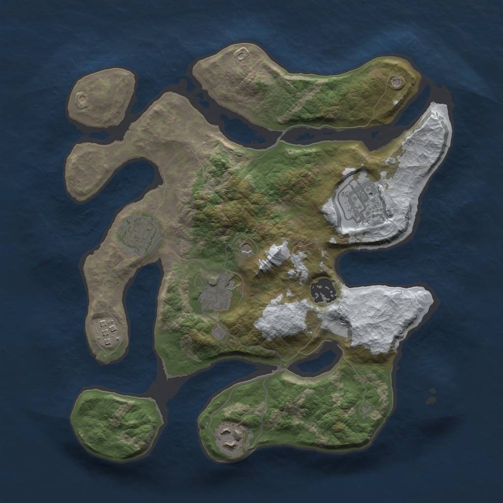 Rust Map: Barren, Size: 3000, Seed: 45341, 9 Monuments