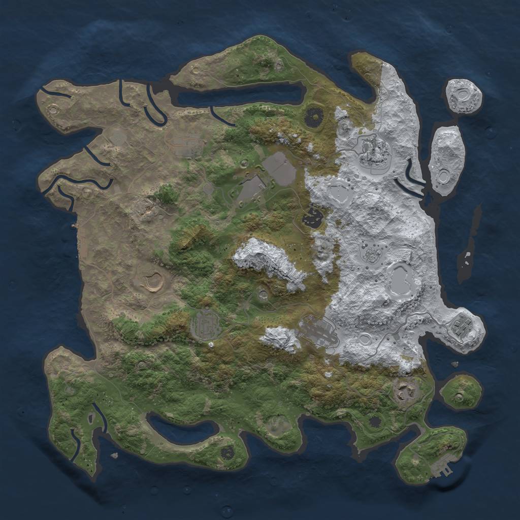 Rust Map: Procedural Map, Size: 3950, Seed: 1988123694, 18 Monuments