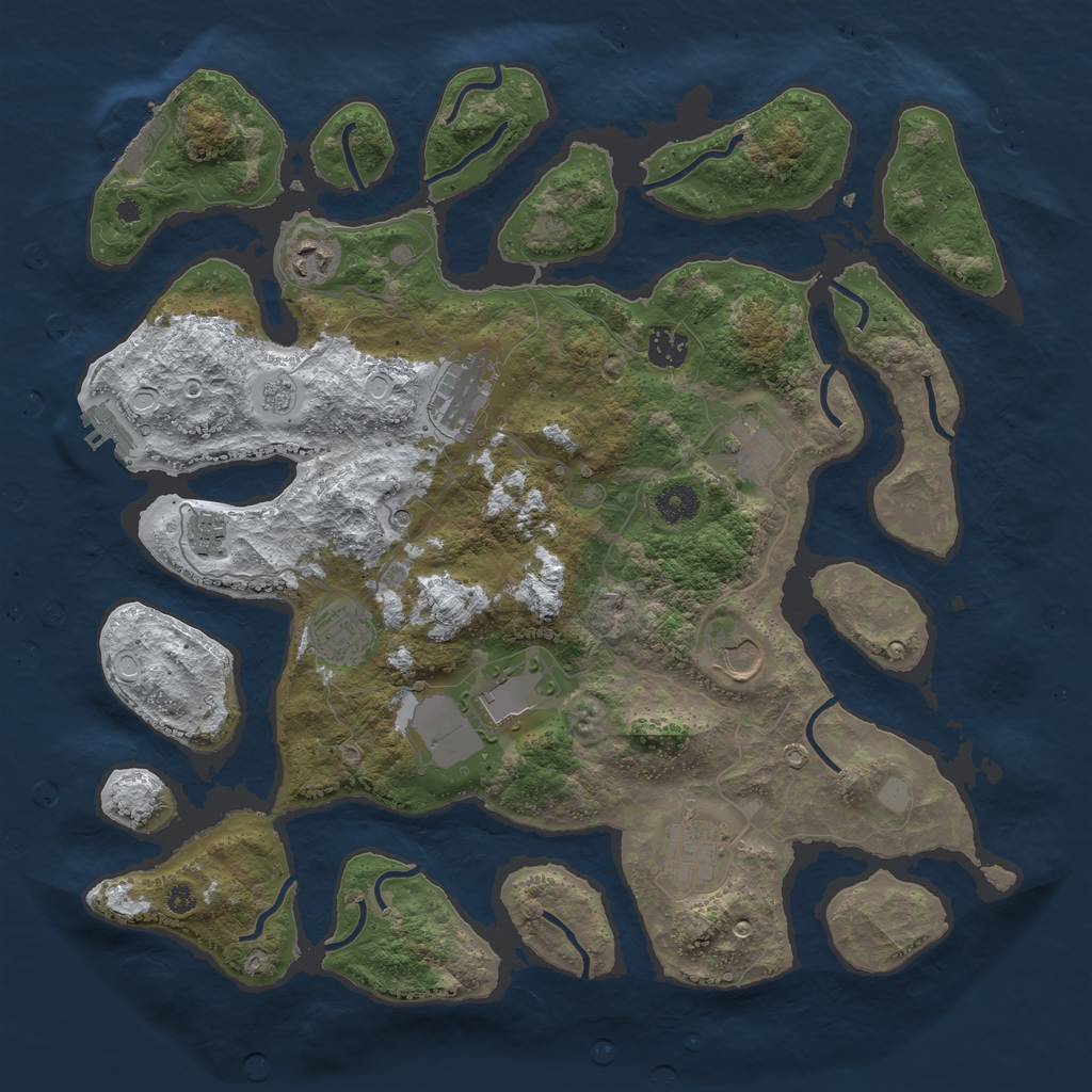 Rust Map: Procedural Map, Size: 3950, Seed: 2511700, 18 Monuments