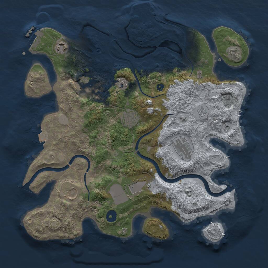 Rust Map: Procedural Map, Size: 3500, Seed: 118501971, 13 Monuments