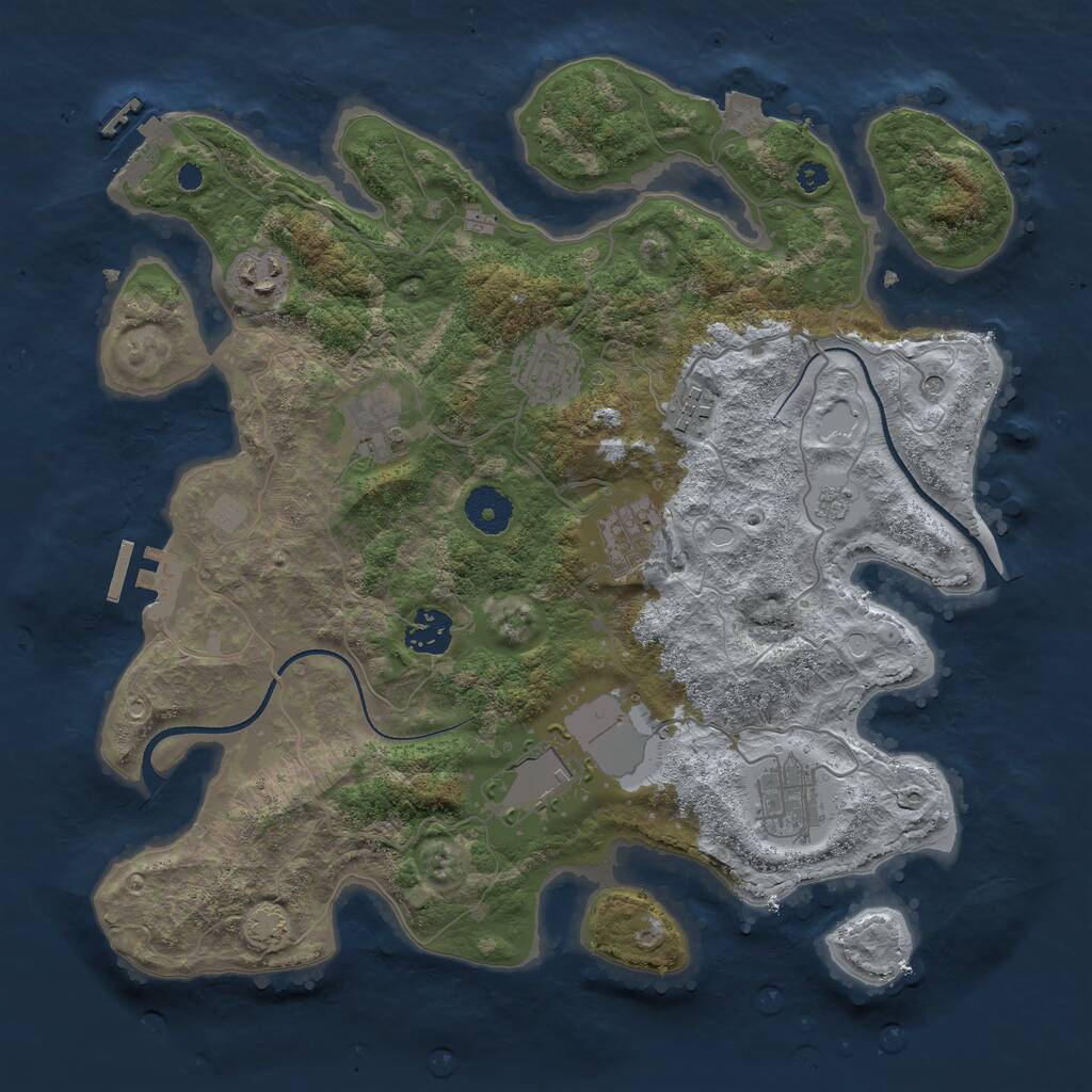 Rust Map: Procedural Map, Size: 3500, Seed: 118501971, 14 Monuments