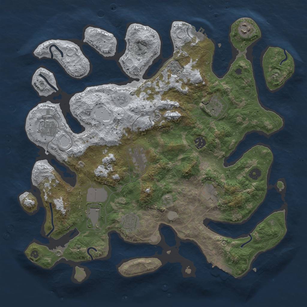 Rust Map: Procedural Map, Size: 3950, Seed: 1949134236, 18 Monuments