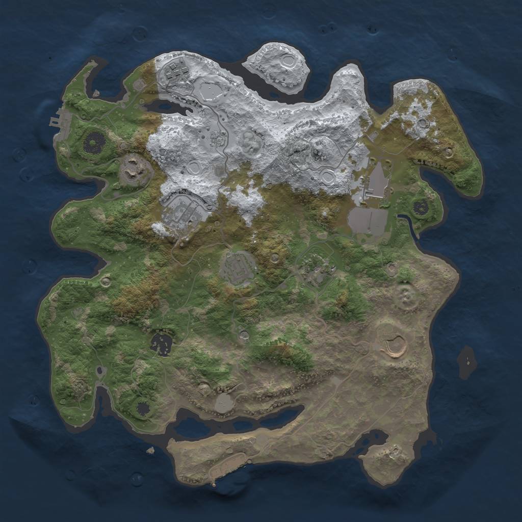 Rust Map: Procedural Map, Size: 3500, Seed: 2121704787, 17 Monuments