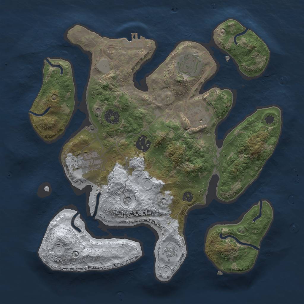 Rust Map: Procedural Map, Size: 3000, Seed: 715564, 12 Monuments